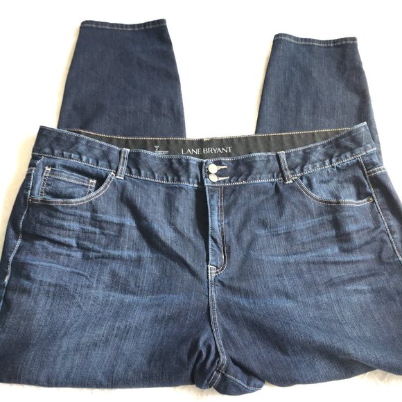 LANE BRYANT Dark Denim Tighter Tummy Tech Skinny Jeans Sz 28 - Picture 2 of 13